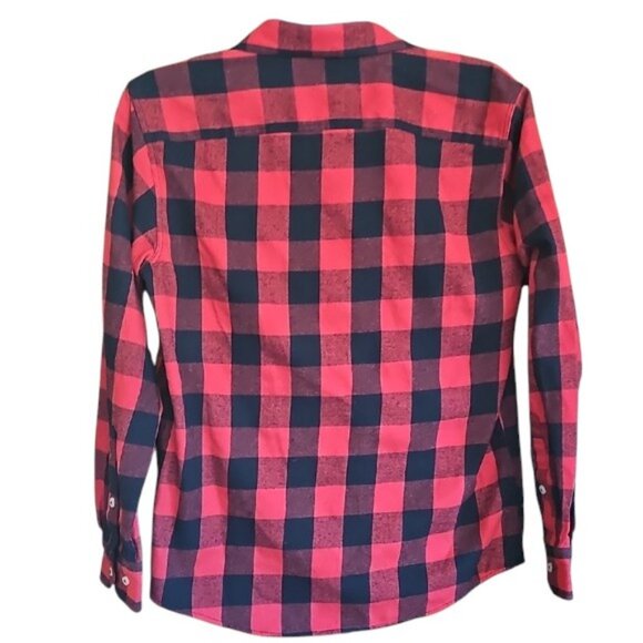 Vintage Design in Italy Luxury Red & Black Plaid Men's Shirt button down flannel - Picture 3 of 12